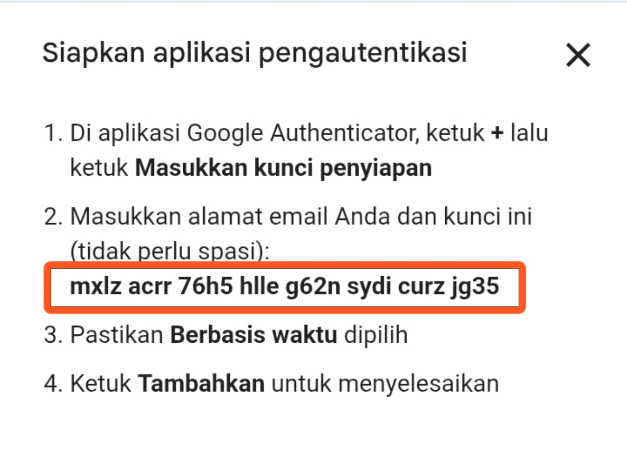 Salin Kunci Rahasia 2FA